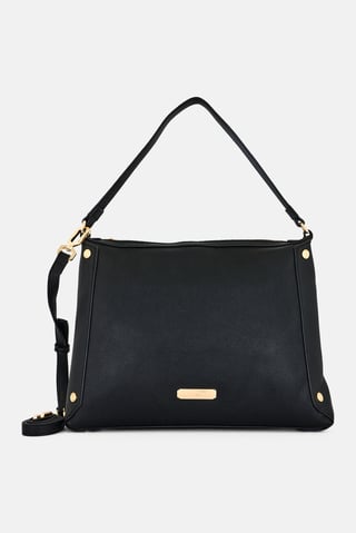 Women Brand Logo Shoulder Bag, Black