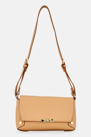 Women Brand Logo Cross Body Bag, Tan
