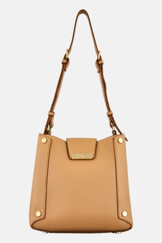 Women Brand Logo Shoulder Bag, Tan