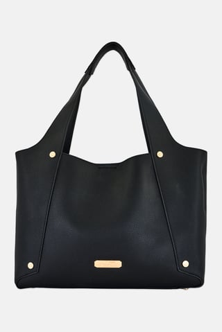 Women Brand Logo Shoulder Bag, Black