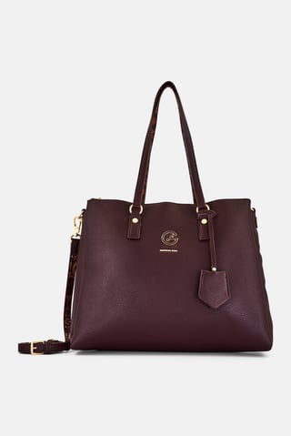 Women Brand Logo Tote Bag, Dark Brown