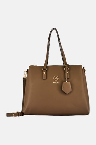 Women Brand Logo Tote Bag, Tan