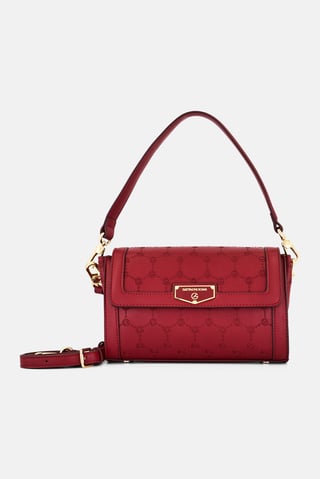 Women Brand Logo Cross Body Bag, Dark Red