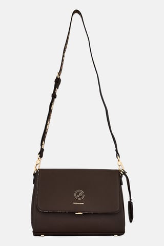 Women Brand Logo Cross Body Bag, Dark Brown
