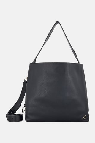 Women Brand Logo Shoulder Bag, Black