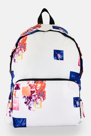 AX Armani Exchange Men Brand Logo Floral Backpack, Multicolor