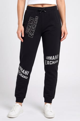 AX Armani Exchange Women Regular Fit Embroidered Logo Jogger Pants, Black