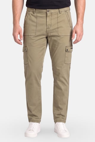 Men Regular Fit Solid Cargo Pants, Olive