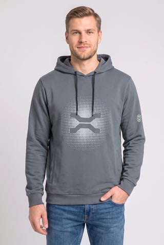 Men Brand Logo Long Sleeve Hoodie, Grey