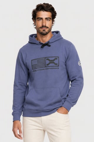 Men Brand Logo Long Sleeve Hoodie, Purple