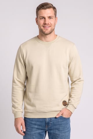 Men Brand Logo Long Sleeve Sweatshirt, Beige