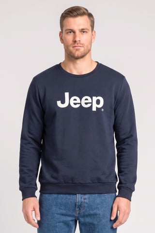 Men Brand Logo Long Sleeve Sweatshirt, Navy