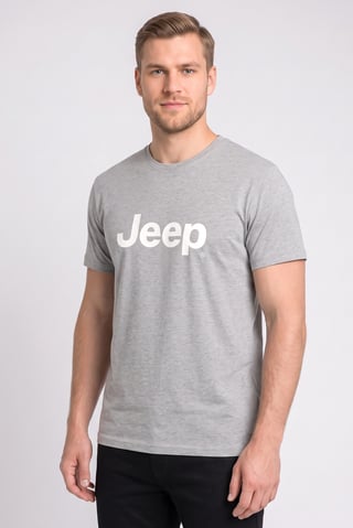 Men Crew Neck Short Sleeve Brand Logo T-Shirt, Light Grey
