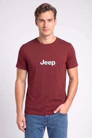 Men Crew Neck Short Sleeve Solid T-Shirt, Burgundy