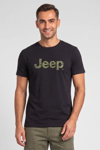 Men Crew Neck Short Sleeve Brand Logo T-Shirt, Black