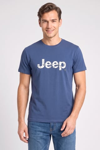 Men Crew Neck Short Sleeves Brand Logo T-Shirt, Navy