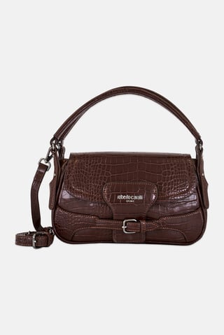 Women Snakeskin Handbag, Dark Brown