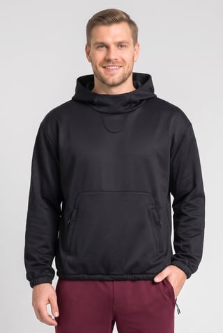 Men Baggy Fit Long Sleeve Outdoor Hoodie, Black