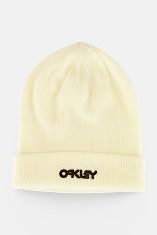 Men Embroidered Logo Beanie Hat, Cream