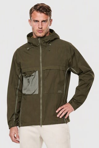 Men Performance Fit Long Sleeve Windbreaker Outdoor Jacket, Olive