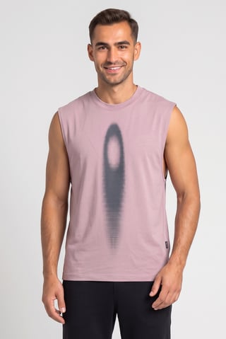 Men Boxy Fit Sleeveless Training Vest, Dusty Pink