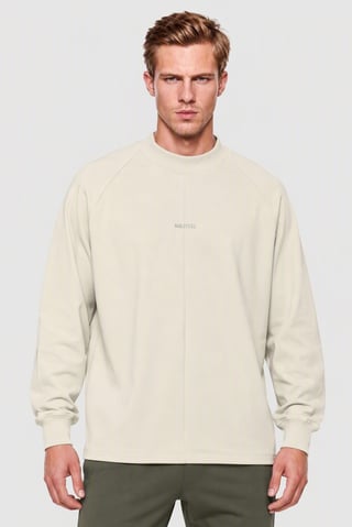 Men Regular Fit Long Sleeve Outdoor Sweatshirt, Cream