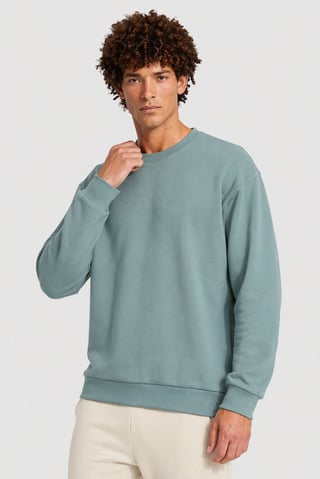 Men Boxy Fit Long Sleeve Outdoor Sweatshirt, Sage Green