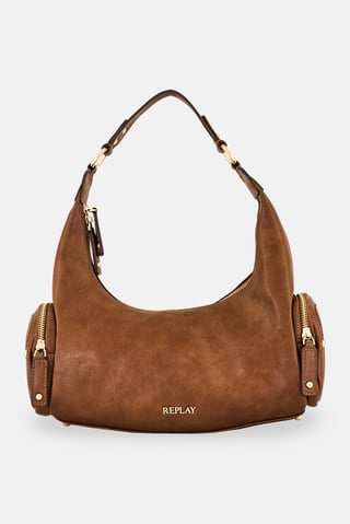 Women Brand Logo Shoulder Bag, Brown