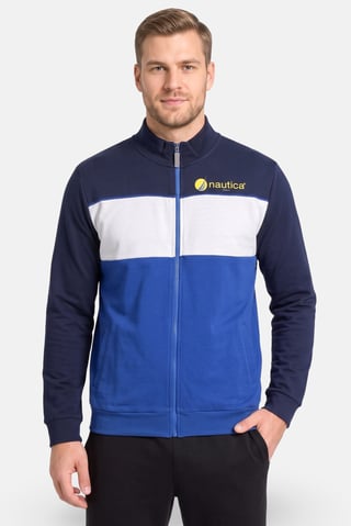 Men Mock Neck Long Sleeve Brand Logo Full Zip Sweatshirt, Multicolor