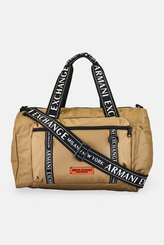 Armani Exchange Men Brand Logo Duffle Bag, Khaki