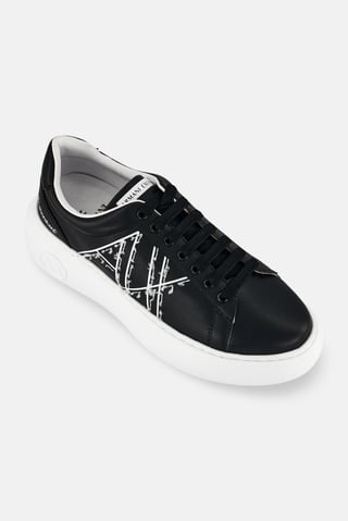 Armani Exchange Women Brand Logo Lace Up Casual Shoes, Black