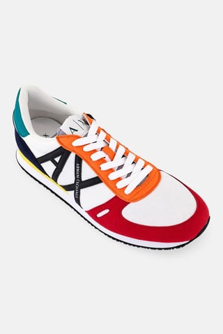 Armani Exchange Men Brand Logo Lace Up Shoes, Multicolor