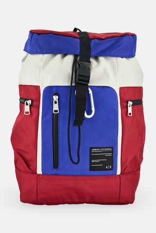AX Armani Exchange Men Brand Logo Buckle Closure backpack, Multicolor