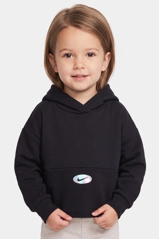 Toddler Girls Brand Logo Full Sleeve Hoodie, Black