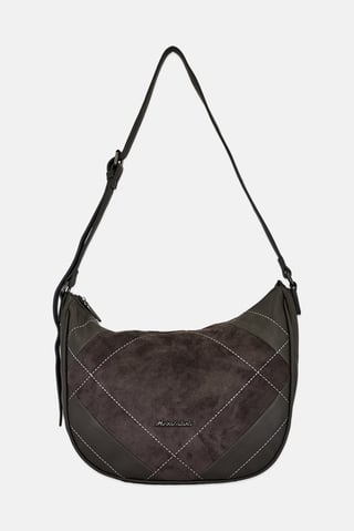 Women Brand Logo Shoulder Bag, Grey