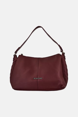 Women Brand Logo Shoulder Bag, Burgundy