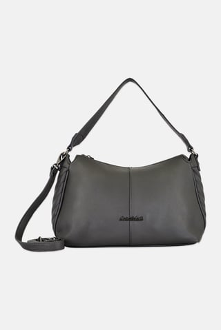 Women Brand Logo Shoulder Bag, Grey