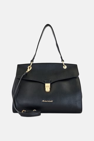 Women Brand Logo Handbag, Black