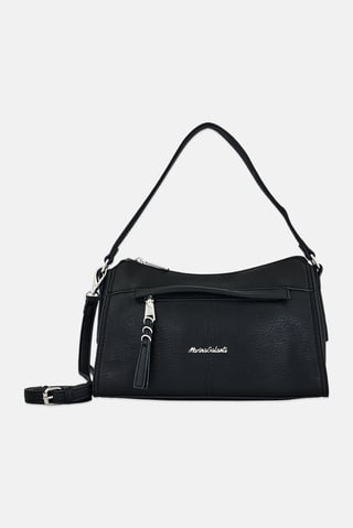 Women Brand Logo Shoulder Bag, Black