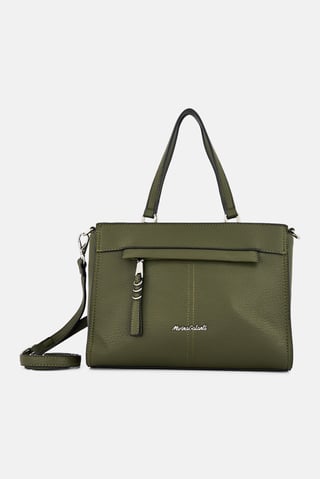 Women Brand Logo Handbag, Dark Olive