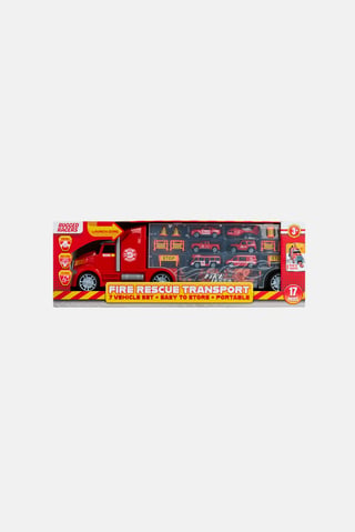 7 Fire Rescue Transport Vehicle Set, Red
