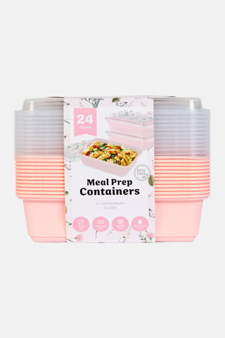 24 Pieces Meal Prep Containers With Lid, Peach