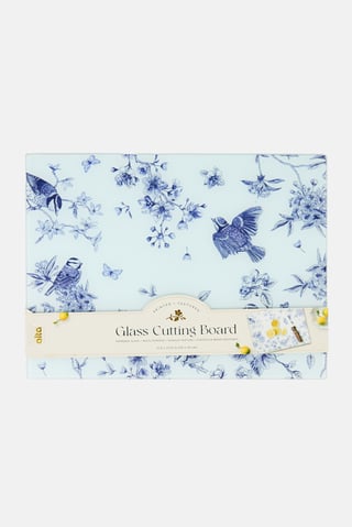 Frosted Glass Cutting Board With Anti Slip Feet, Floral