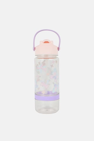Plastic Butterfly Print Water Bottle With Snack Bottom 591 ml, Multicolor