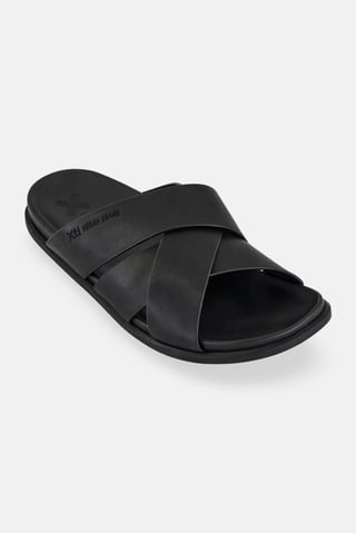 Men Negro Slip On Sandals, Black