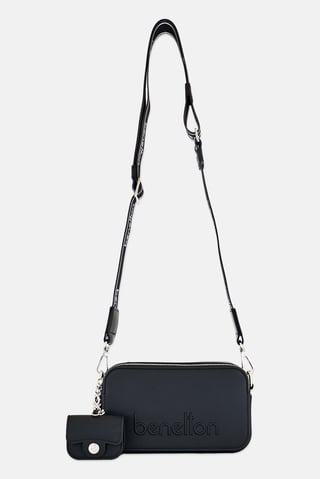 Women Brand Logo Cross Body Bag With Airpods Pouch Case, Black