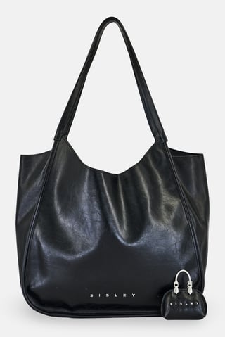 Women Brand Logo Shoulder Bag, Black