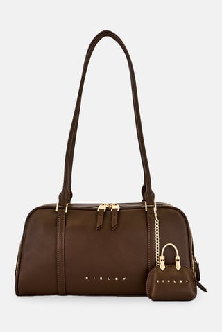 Women Brand Logo Satchel Bag, Brown