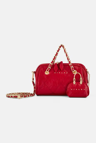 Women Brand Logo Cross Body Bag, Red