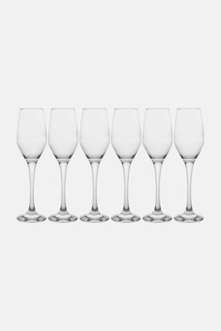 6 Pieces Ella Glass Champagne Flutes 230ml, Transparent